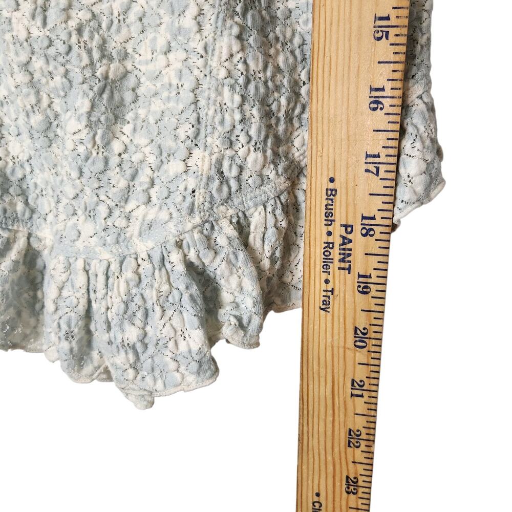 Free People Corset Top Medium Puff Sleeve Ruffle Romantic Feminine Boho Coquette - Picture 7 of 8